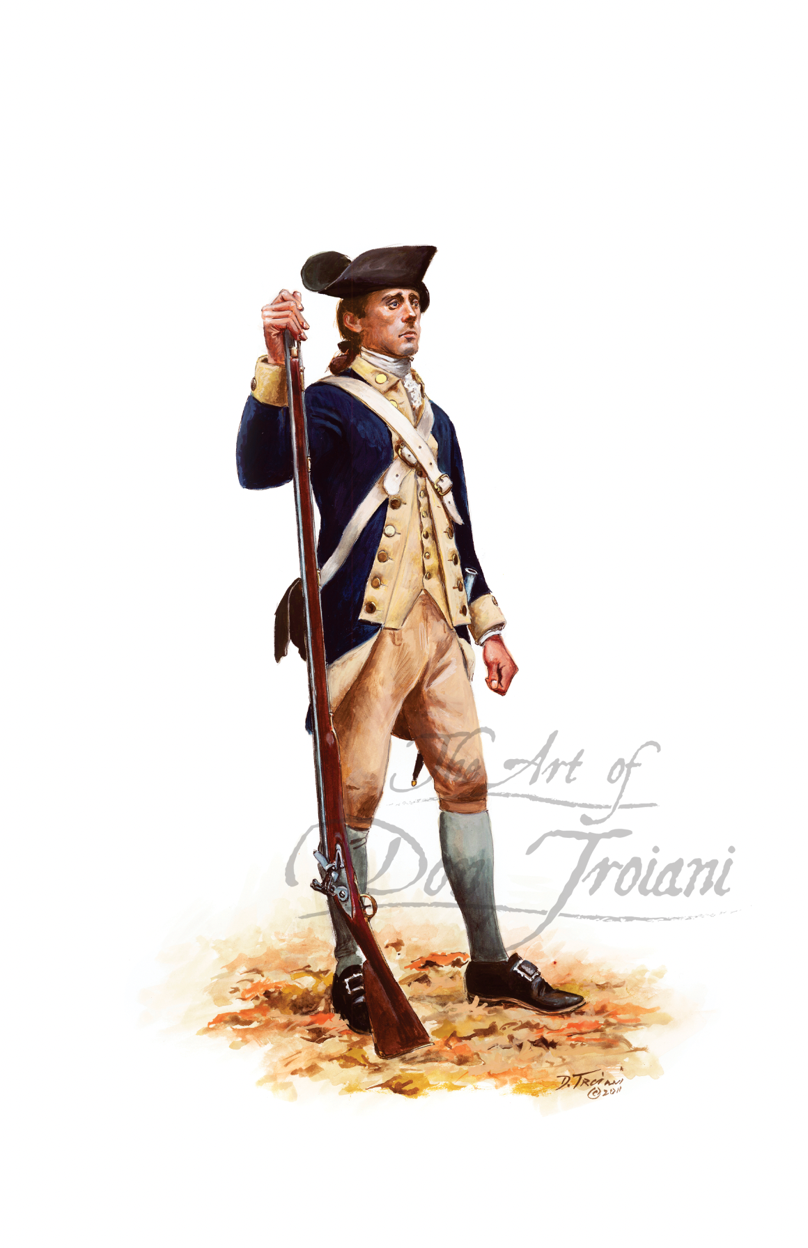 Pittsfield Minute Company. Artistic depiction of a colonial soldier holding a rifle on a white background