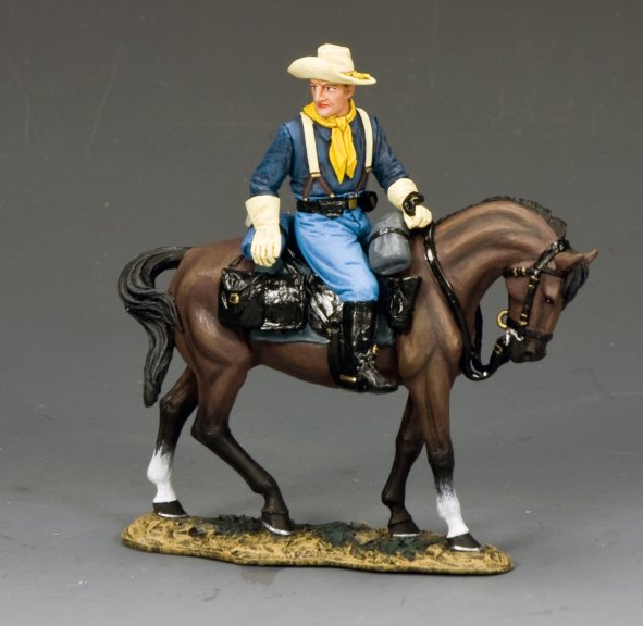 King & Country TRW169 John Ford Cavalry trooper turning in the saddle mounted U.S. cavalry figure, 1/30 scale matte finish
