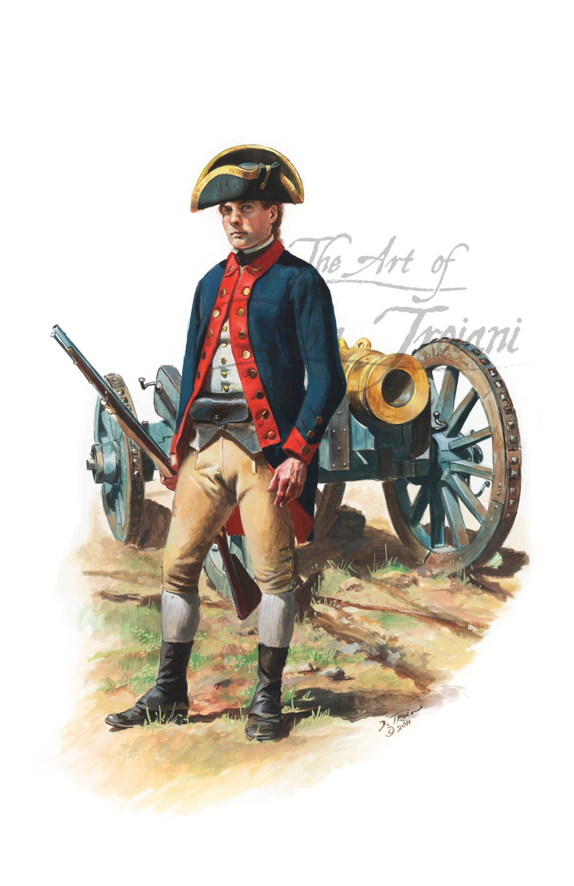 Knox's Artillery Regiment. Artistic depiction of a soldier with a cannon.