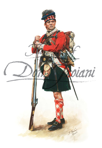 Don Troiani wall art print 71st Regiment of Foot Fraser's Highlanders. Soldier is wearing a kilt.