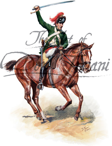 Don Troiani wall art print British 7th Light Dragoon Private. Soldier is on Horseback.