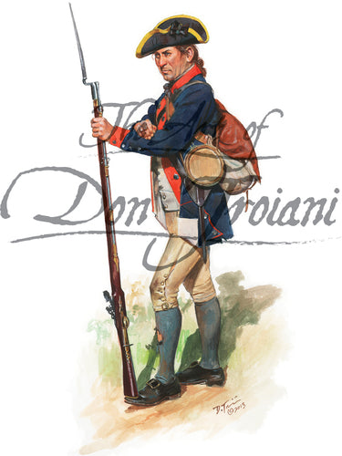 Wall art print of Pennsylvania State Regiment Private with musket and bayonet. 