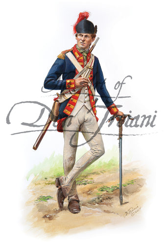 Don Troiani wall art print Royal Artillery Bombardier, Burgoyne Campaign, 1777. Soldier has a sword.