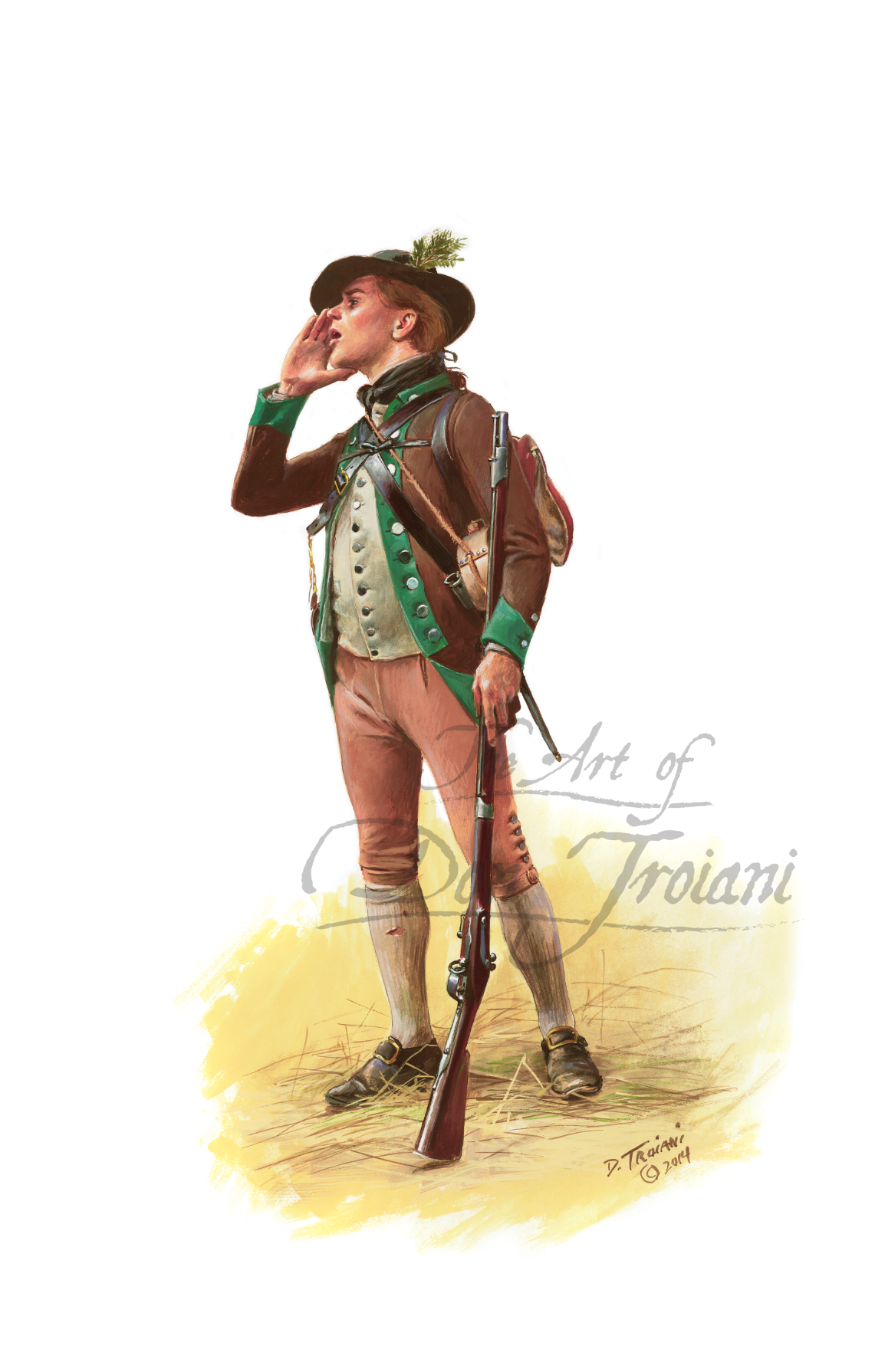 10th Massachusetts Regiment Private. Illustration of a soldier in historical uniform with a rifle.