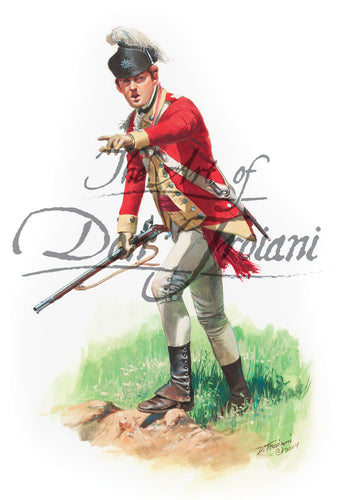 Don Troiani wall art print 62nd Regiment of Foot Officer. Soldier is wearing a red coat.