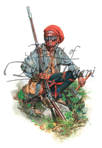 Don Troiani wall art print Oneida Warrior, 1777. He is wear red face paint.
