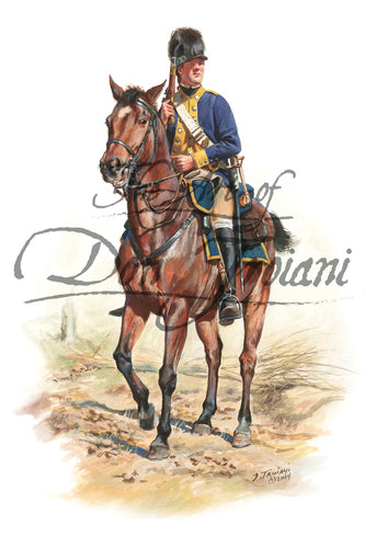 Don Troiani wall art print Von Heer's Provost Dragoons. Soldier on horse back with pistol.