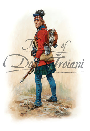 Don Troiani wall art print 42nd Regiment of Foot.He is wearing blue pants.
