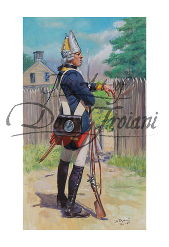 Don Troiani wall art print Fusilier Regiment Von Ditfurth. Wearing a blue coat.