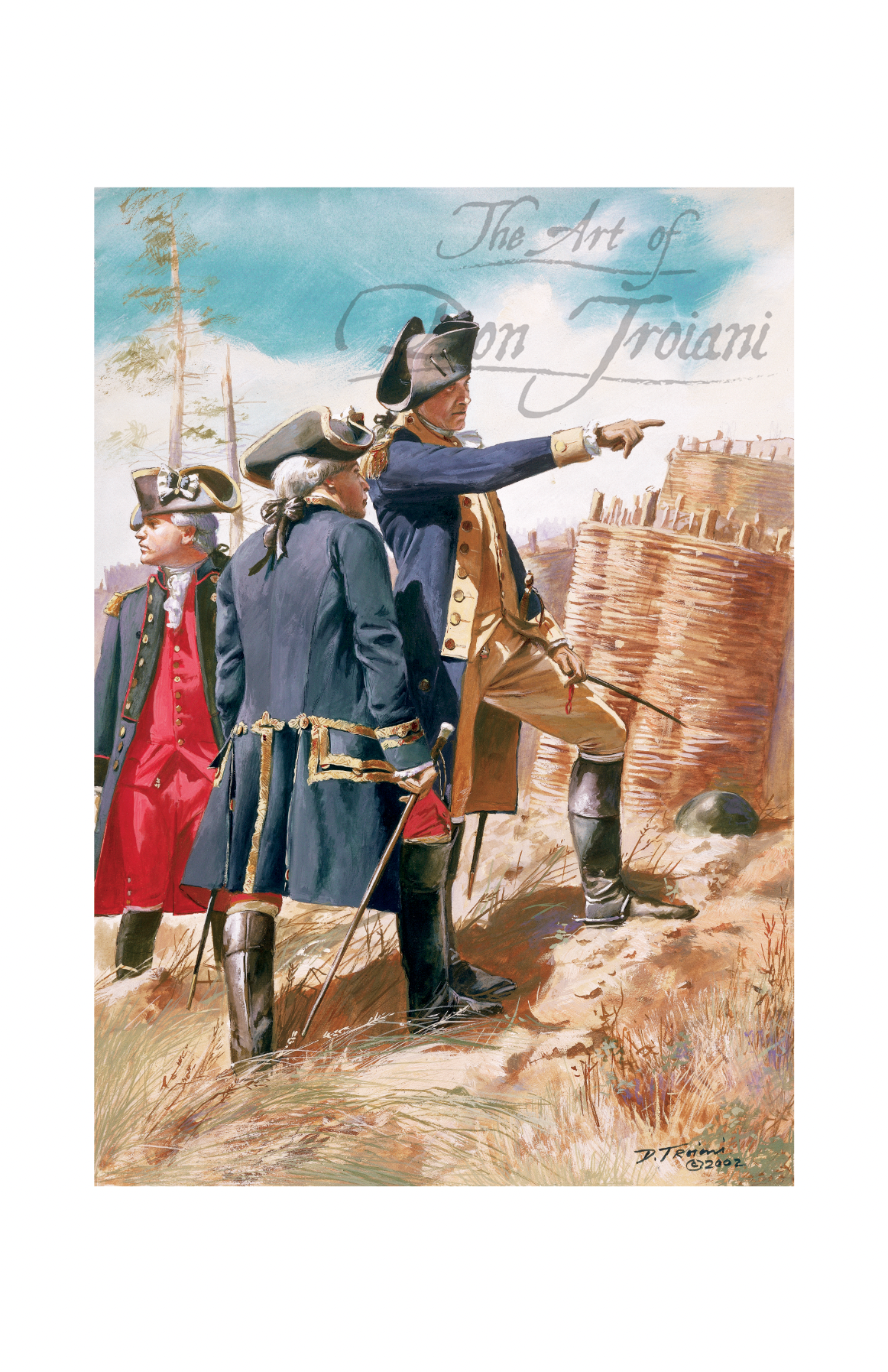 Washington And Rochambeau. Artistic depiction of historical figures in uniforms with a castle in the background.