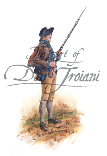 Don Troiani wall art print "5th New York". Soldier in brown uniform holding musket with bayonet.