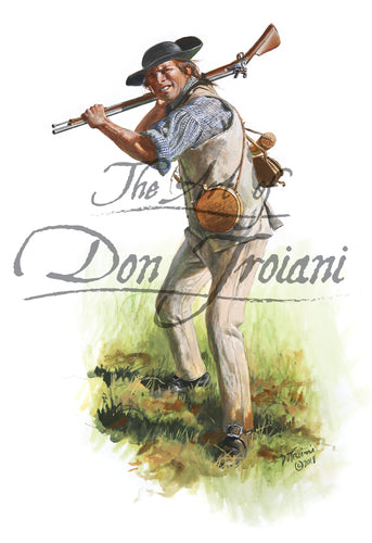 Don Troiani wall art print Bennington Militia. Soldier in white uniform about to swing musket.