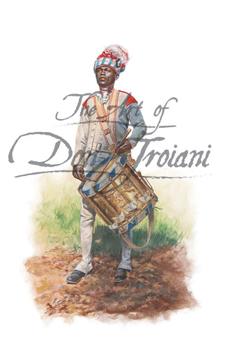 Don Troiani wall art print Hessian Regiment Rall Private 1776. Soldier has a drum.