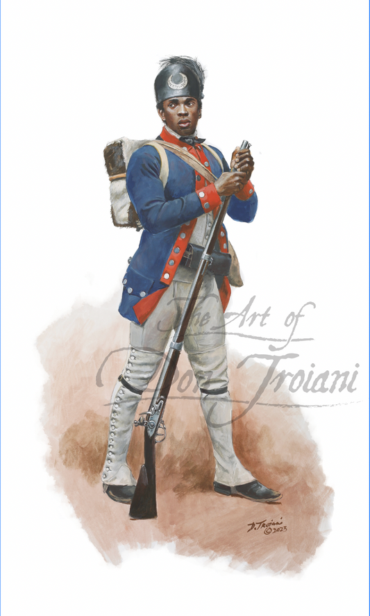 3rd South Carolina Regiment. Artistic depiction of a soldier in historical uniform with a rifle.
