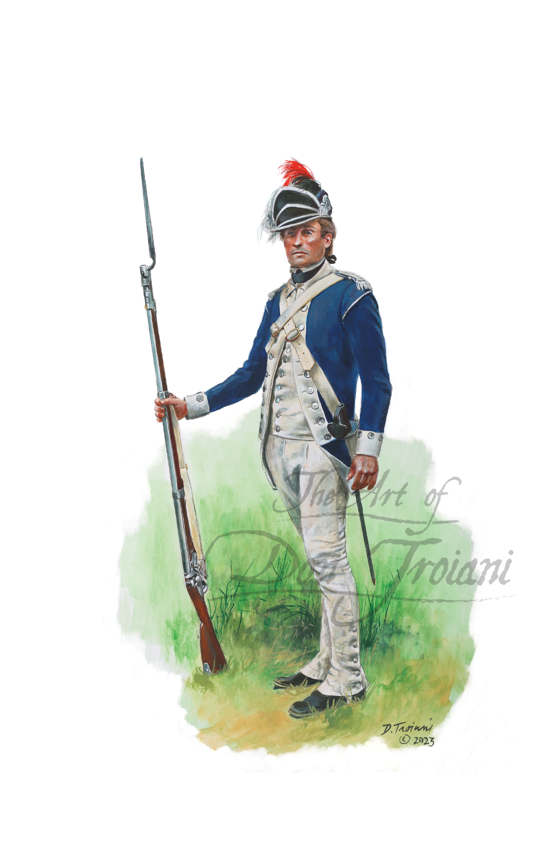 Sergeant, Fictional soldier in historical uniform holding a rifle on a white background