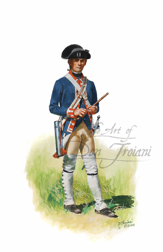 Fifer, 4th Maryland. Illustration of a historical soldier in uniform with a white background