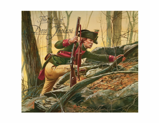 Jaeger. Artistic depiction of a soldier in a forest with 'The Art of Don Troiani' branding.