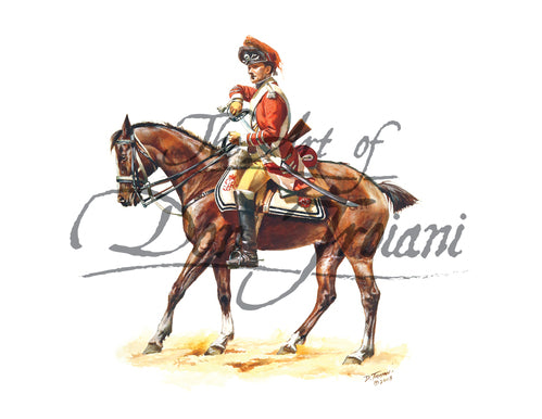 Don Troiani wall art print British 17th Light Dragoons Cowpens. Soldier is on horseback.