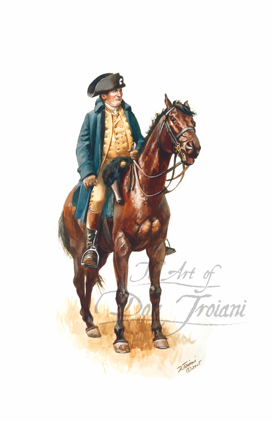 Major General Daniel Morgan. Painting of a man on horseback.