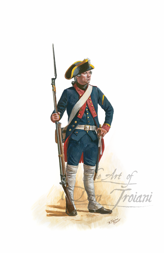 French Naval Infantry Corporal. Artistic depiction of a soldier in colonial uniform holding a rifle on a white background.