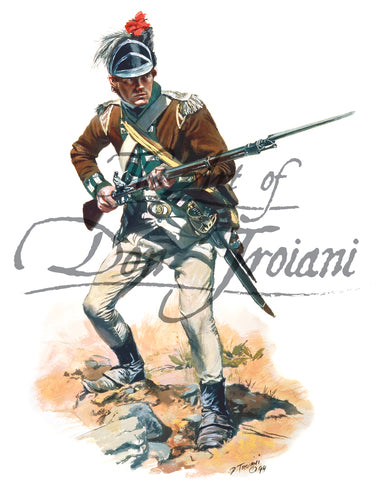 Don Troiani wall art print "4th New York Light Infantry Sergeant". Soldier is in stance with musket and bayonet. 