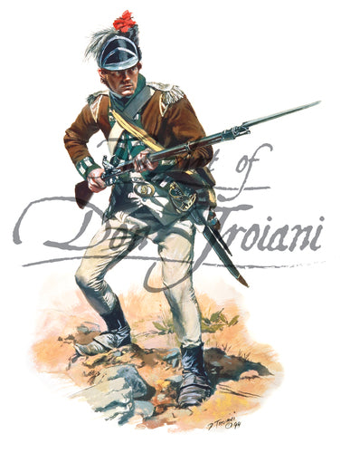 Don Troiani wall art print 4th New York Light Infantry Sergeant. Soldier is in stance with musket and bayonet. 