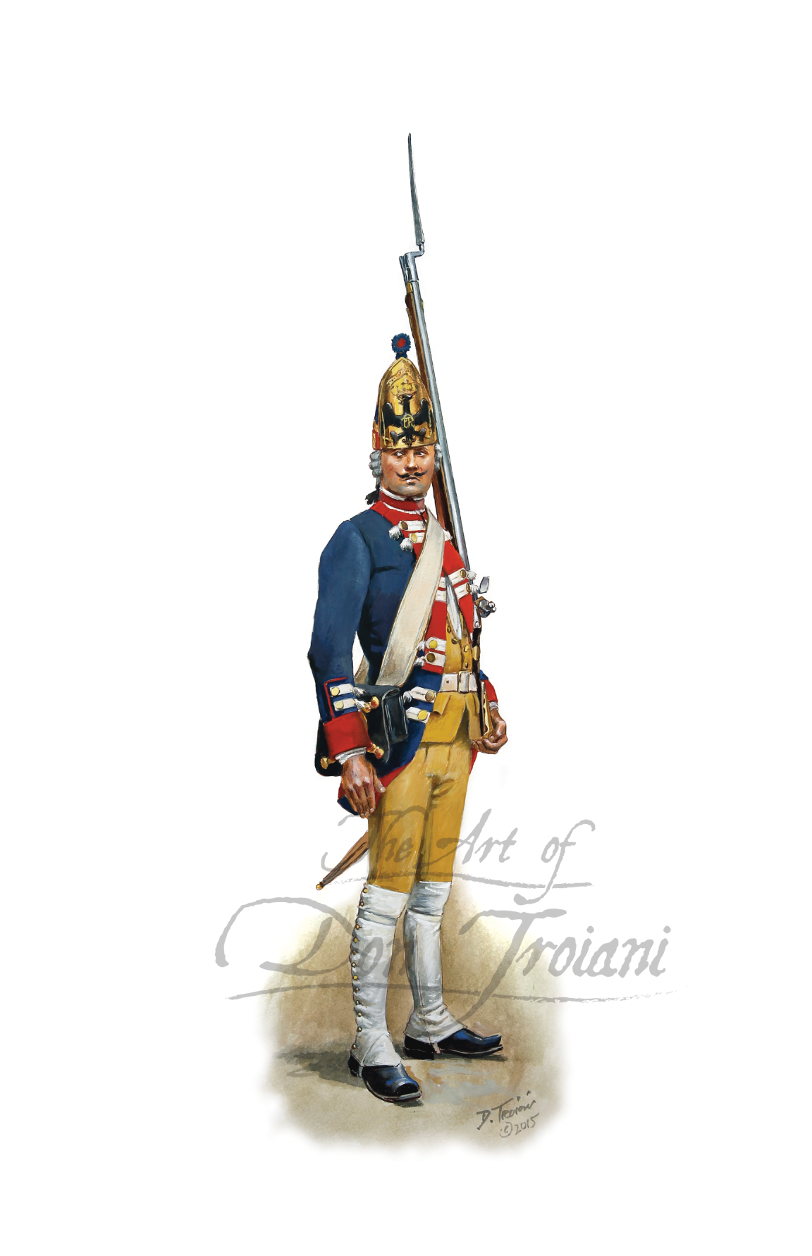 12th Regiment, Prussian Grenadier Illustration of a soldier in historical military uniform with a white background