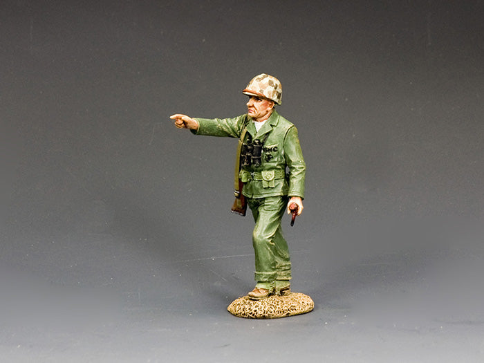 WWII USMC Lt. Col. Chesty Puller figure pointing ahead with pipe in hand and M1 Carbine slung over shoulder. 1/30 scale.