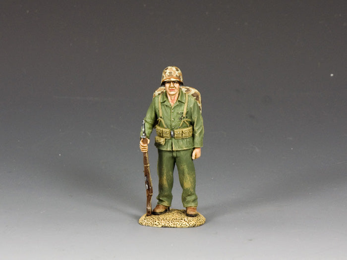 Stand At Ease Marine. 1/30 scale WWII U.S. Marine standing at ease with M1 Garand and full gear, awaiting orders. Matte finish.