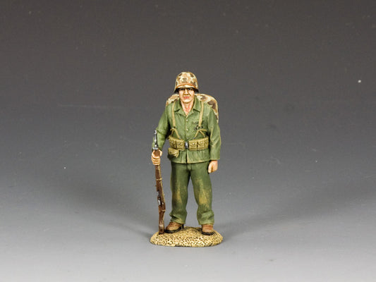 Stand At Ease Marine. 1/30 scale WWII U.S. Marine standing at ease with M1 Garand and full gear, awaiting orders. Matte finish.
