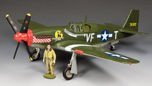 King & Country AF043 P-51B Mustang Shangri La with Capt. Don Gentile figure 1/30 scale WWII aircraft model