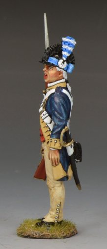 Model of a historical soldier in uniform with a gray background
