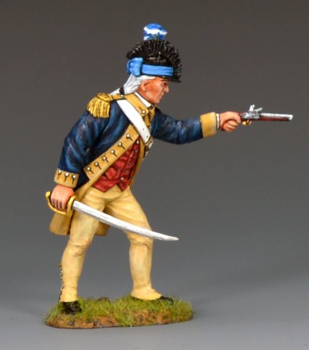 George Washington’s Bodyguard Sergeant toy soldier firing pistol with sword drawn, Revolutionary War figure, 1/30 scale, matte finish