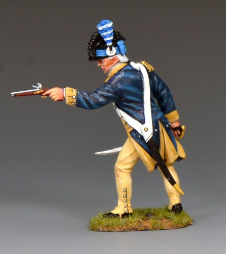 George Washington’s Bodyguard Sergeant toy soldier firing pistol with sword drawn, Revolutionary War figure, 1/30 scale, matte finish