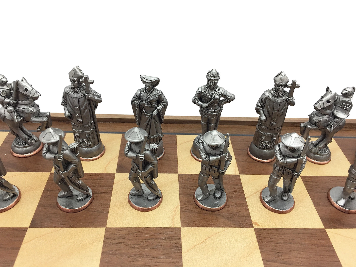 Toy soldier miniature army men Medieval Battle of Agincourt Chess Set. Up close.