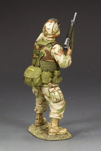 Rear view of Ranger NCO Shouting Orders toy soldier.