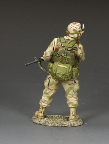 Ranger Covering the Rear. Military miniature in full gear.