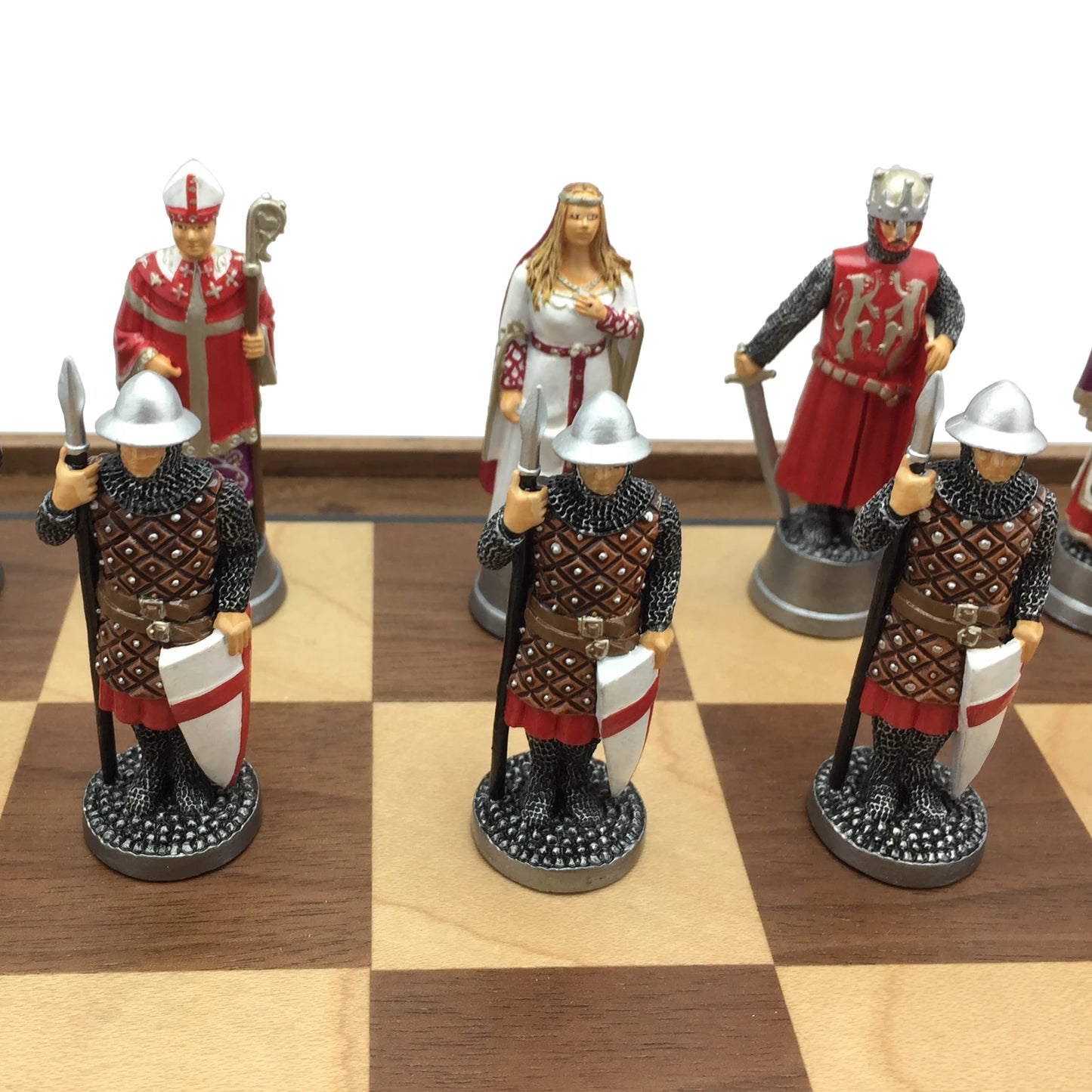 Hand painted Crusades Chess Set. Knight, bishop, queen.