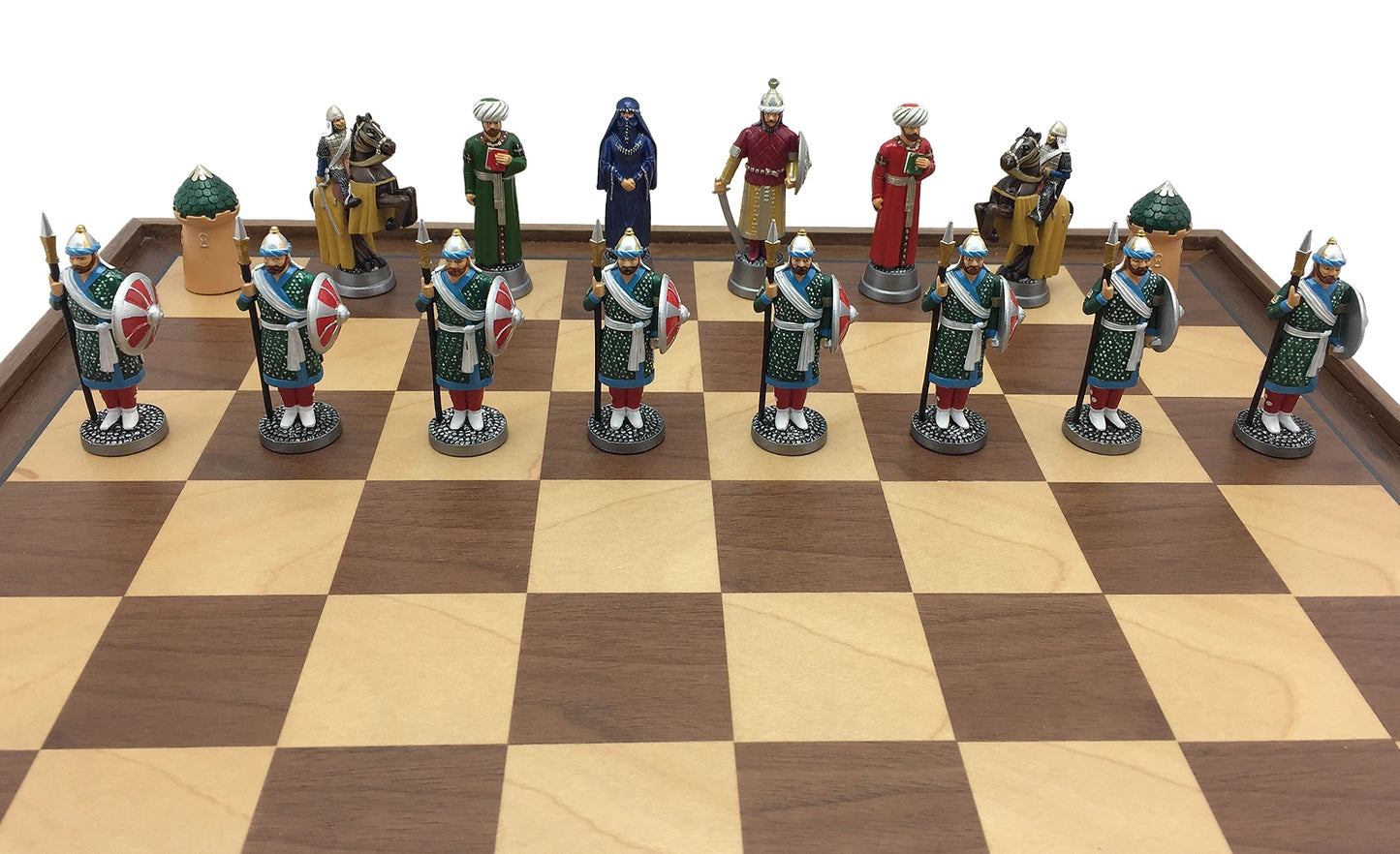 Hand painted Crusades Chess Set. Saladin and his knights.