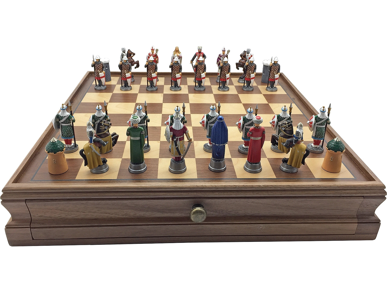 Hand painted Crusades Chess Set. Richard and Saladin.