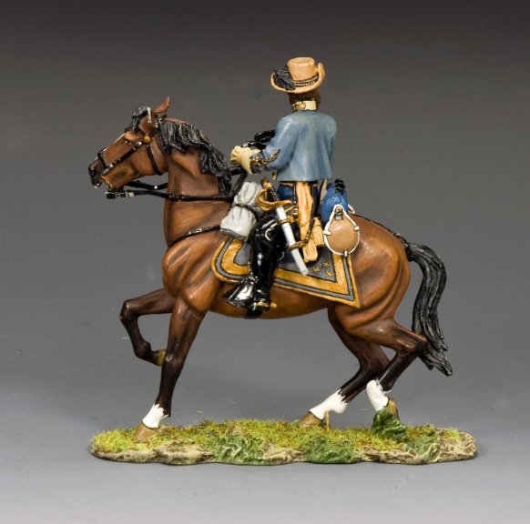 Military miniature toy soldier Major General J.E.B. Stuart on horseback.