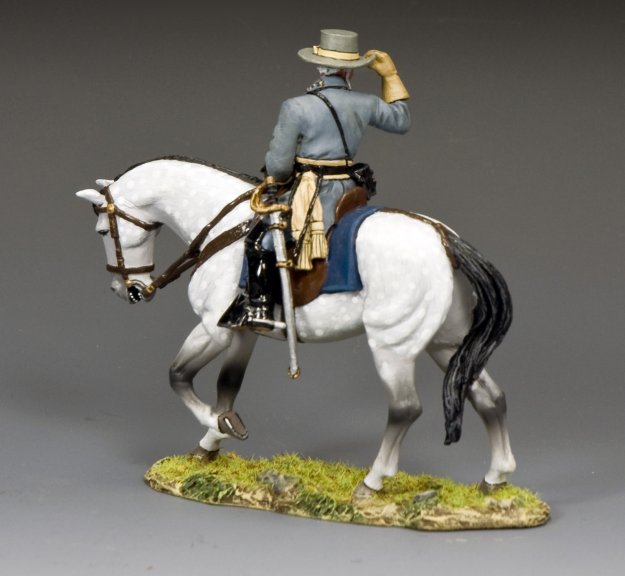 Military miniature General Robert E. Lee on horseback with a gray background