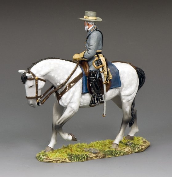 General Robert E. Lee on horseback with a gray background
