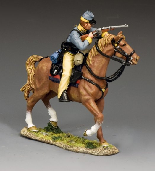 Confederate Cavalry Trooper Aiming Carbine military miniature.