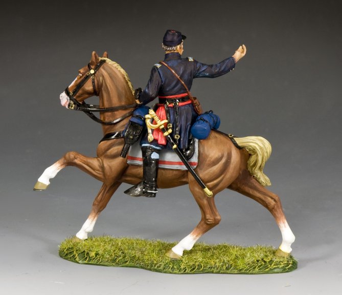 Model of toy soldier Colonel John W. McLane on horseback with a gray background