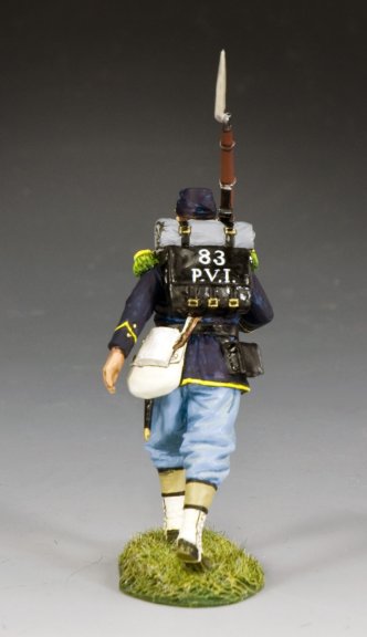 Model Infantry Advancing of a soldier in historical uniform with on a gray background