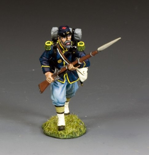 Infantryman Charging Model of a historical soldier with a rifle on a gray background