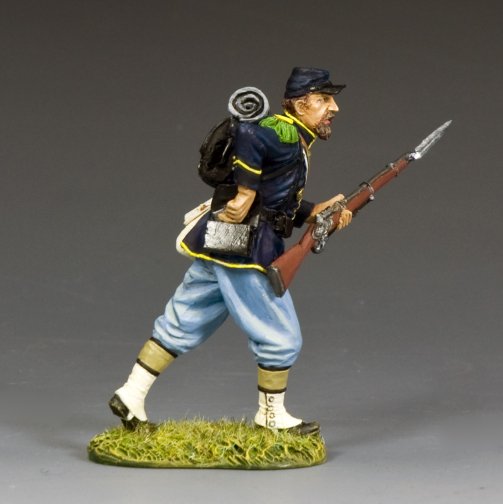 Military miniature Model of a Civil War Union soldier with a rifle on a gray background