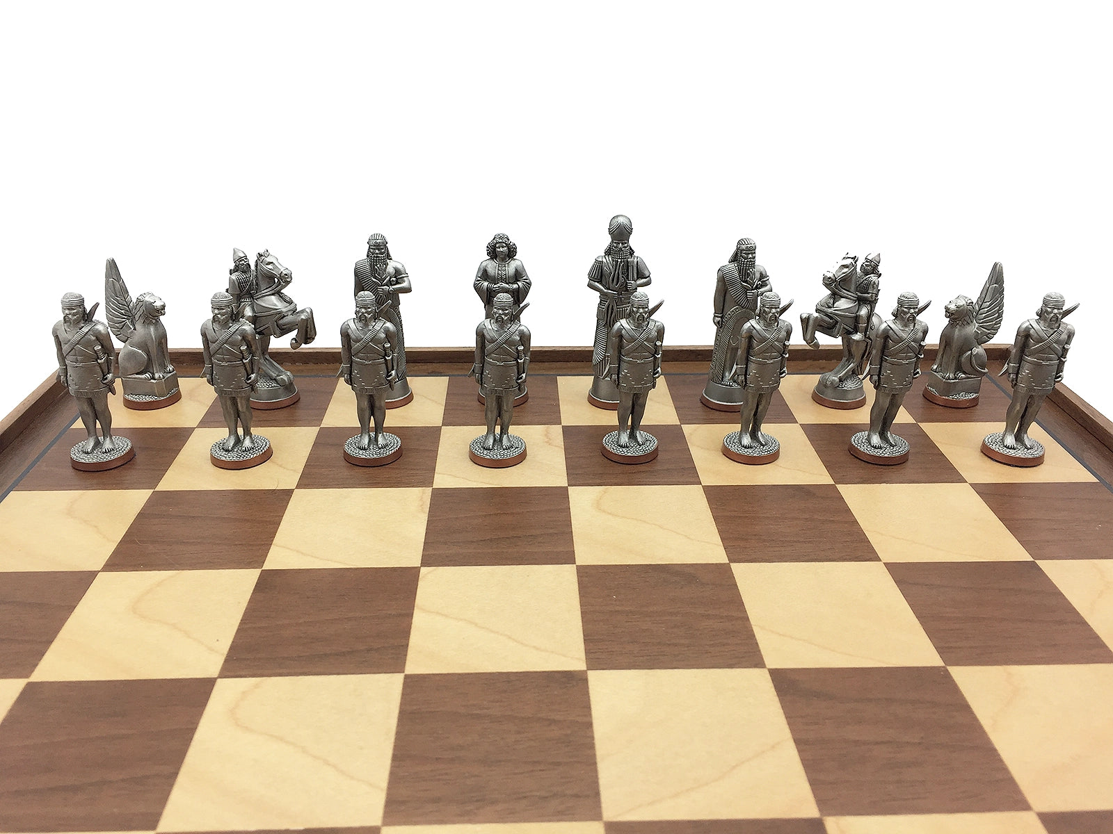 Toy soldier antique finish Egyptian Chess Set. Assyrian.