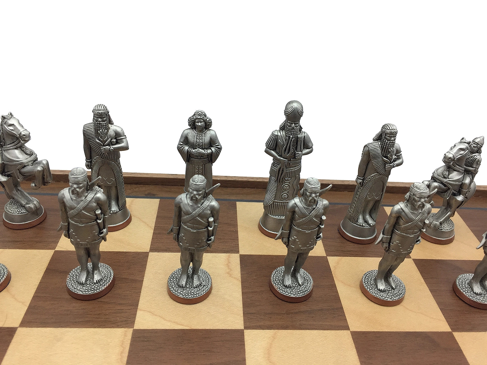 Toy soldier antique finish Egyptian Chess Set. Assyrian.